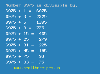 Number 6975 is divisible by the following numbers