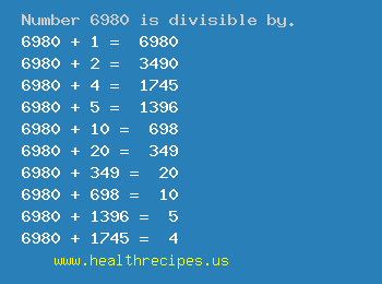 Number 6980 is divisible by the following numbers
