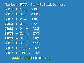 Number 6993 is divisible by the following numbers