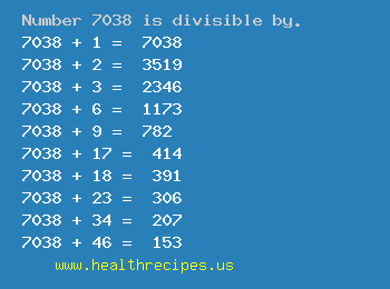 Number 7038 is divisible by the following numbers