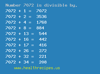 Number 7072 is divisible by the following numbers