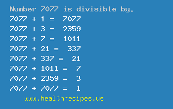 Number 7077 is divisible by the following numbers