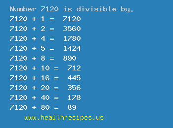 Number 7120 is divisible by the following numbers