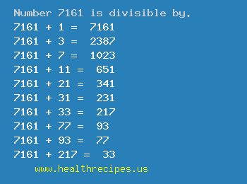 Number 7161 is divisible by the following numbers