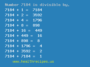 Number 7184 is divisible by the following numbers