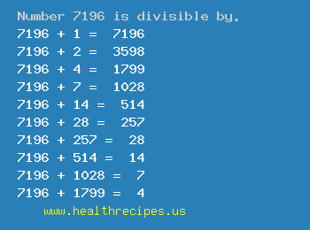 Number 7196 is divisible by the following numbers