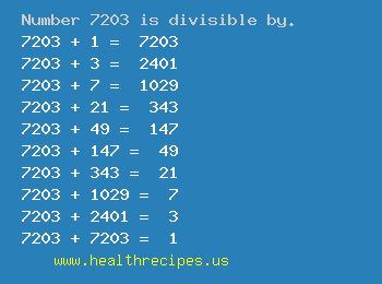 Number 7203 is divisible by the following numbers