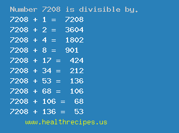 Number 7208 is divisible by the following numbers