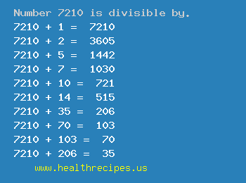 Number 7210 is divisible by the following numbers