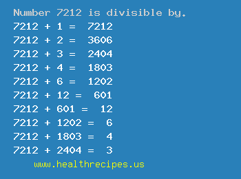 Number 7212 is divisible by the following numbers
