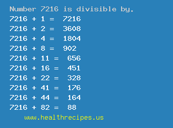 Number 7216 is divisible by the following numbers