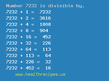 Number 7232 is divisible by the following numbers