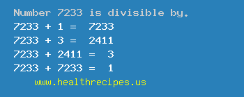 Number 7233 is divisible by the following numbers