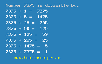 Number 7375 is divisible by the following numbers