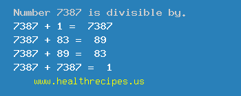Number 7387 is divisible by the following numbers