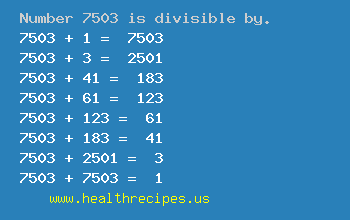 Number 7503 is divisible by the following numbers