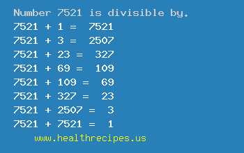Number 7521 is divisible by the following numbers