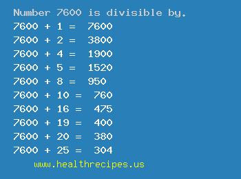 Number 7600 is divisible by the following numbers