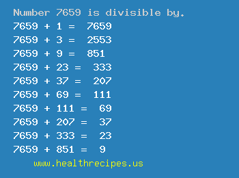 Number 7659 is divisible by the following numbers