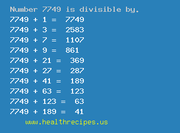 Number 7749 is divisible by the following numbers