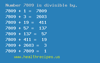 Number 7809 is divisible by the following numbers
