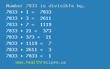 Number 7833 is divisible by the following numbers
