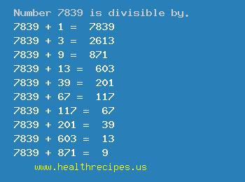 Number 7839 is divisible by the following numbers