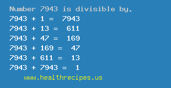 Number 7943 is divisible by the following numbers