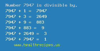 Number 7947 is divisible by the following numbers