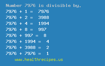 Number 7976 is divisible by the following numbers