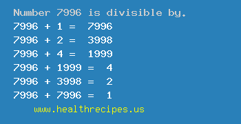 Number 7996 is divisible by the following numbers
