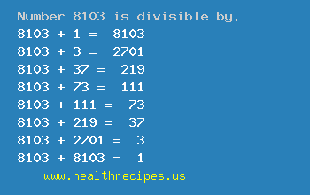Number 8103 is divisible by the following numbers