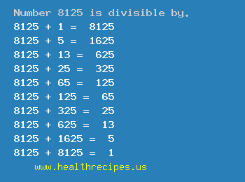 Number 8125 is divisible by the following numbers