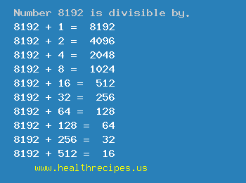 Number 8192 is divisible by the following numbers