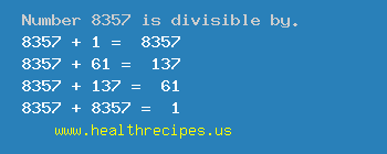 Number 8357 is divisible by the following numbers