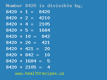Number 8420 is divisible by the following numbers