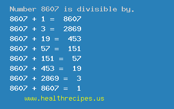 Number 8607 is divisible by the following numbers