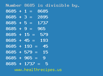 Number 8685 is divisible by the following numbers