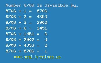 Number 8706 is divisible by the following numbers