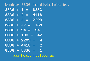 Number 8836 is divisible by the following numbers