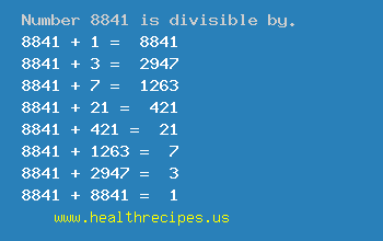 Number 8841 is divisible by the following numbers