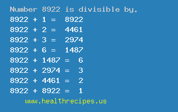 Number 8922 is divisible by the following numbers