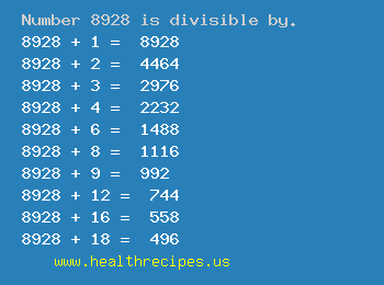 Number 8928 is divisible by the following numbers