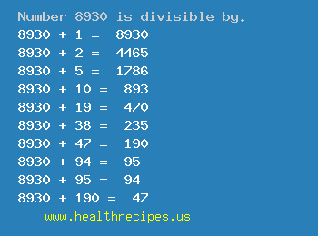 Number 8930 is divisible by the following numbers