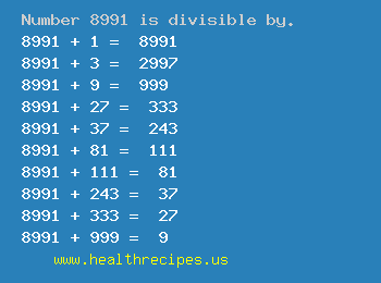 Number 8991 is divisible by the following numbers