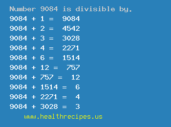 Number 9084 is divisible by the following numbers