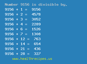 Number 9156 is divisible by the following numbers