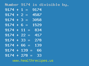 Number 9174 is divisible by the following numbers