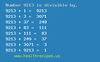 Number 9213 is divisible by the following numbers