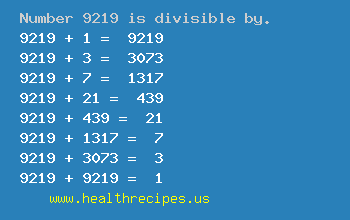 Number 9219 is divisible by the following numbers